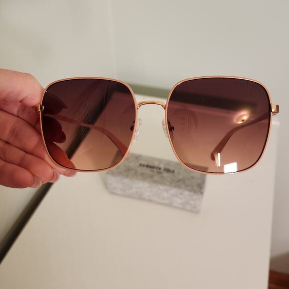 KENNETH COLE New York Sunglasses 28T, Shiny Rose Gold main image 8